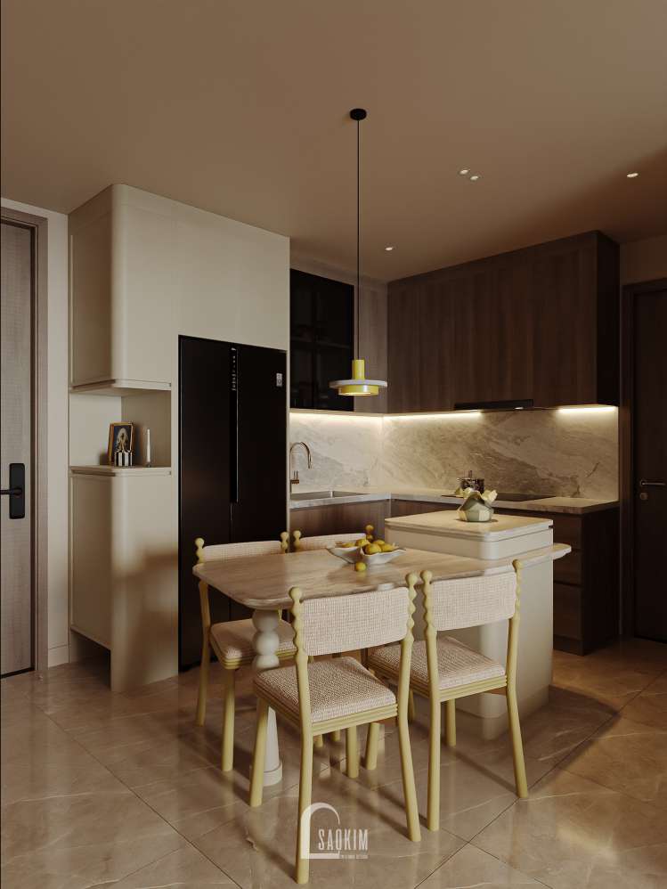 Không gian bếp Modern Retro nổi bật trong thiết kế nội thất Lumière Evergreen